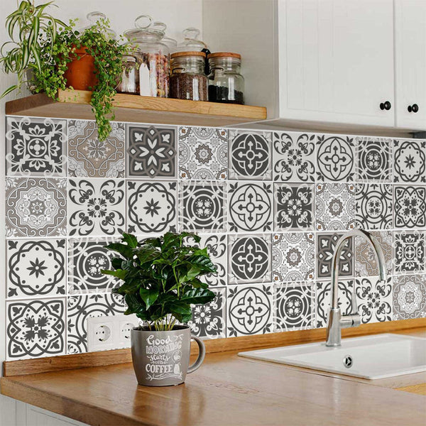 Homeroots 12" Wood Brown And White Mosaic Peel And Stick Tiles - Easy, Removable Decor For Any Space! 12" X 12" Vinyl 556429