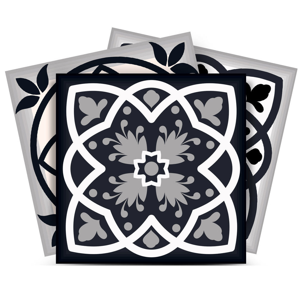 Homeroots 12" Black, White & Tan Peel And Stick Tiles - Versatile Removable Stickers For Home Decor & Diy Projects 12" X 12" Vinyl 556430