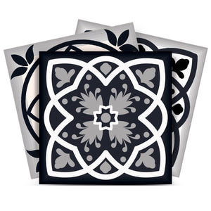 Homeroots 12" Black, White & Tan Peel And Stick Tiles - Versatile Removable Stickers For Home Decor & Diy Projects 12" X 12" Vinyl 556430