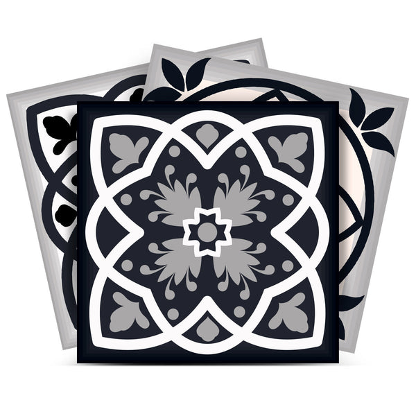 Homeroots 12" Black, White & Tan Peel And Stick Tiles - Versatile Removable Stickers For Home Decor & Diy Projects 12" X 12" Vinyl 556430