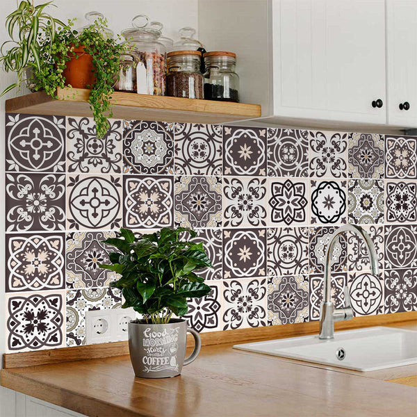 Homeroots 12" Light Brown And White Mosaic Peel And Stick Tiles – Easy, Removable Decor For Stylish Makeovers! 12" X 12" Vinyl 556431