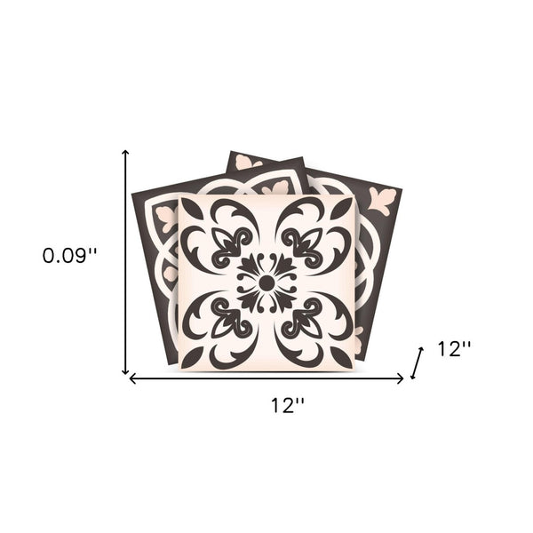 Homeroots 12" Charcoal And White Mosaic Peel And Stick Removable Tiles For Effortless Home Makeovers 12" X 12" Vinyl 556432