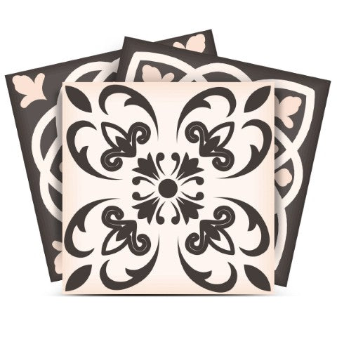 Homeroots 12" Charcoal And White Mosaic Peel And Stick Removable Tiles For Effortless Home Makeovers 12" X 12" Vinyl 556432