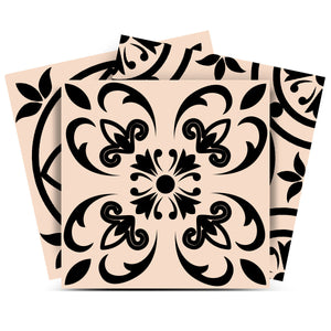 Homeroots 12" Cream And Black Mosaic Peel And Stick Tiles - Removable Décor For Endless Home Makeovers! 12" X 12" Vinyl 556433