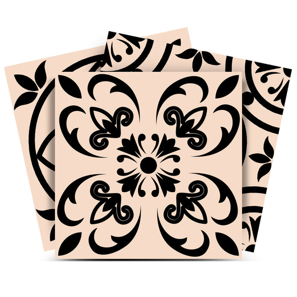 Homeroots 12" Cream And Black Mosaic Peel And Stick Tiles - Removable Décor For Endless Home Makeovers! 12" X 12" Vinyl 556433