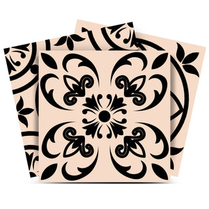 Homeroots 12" Cream And Black Mosaic Peel And Stick Tiles - Removable Décor For Endless Home Makeovers! 12" X 12" Vinyl 556433