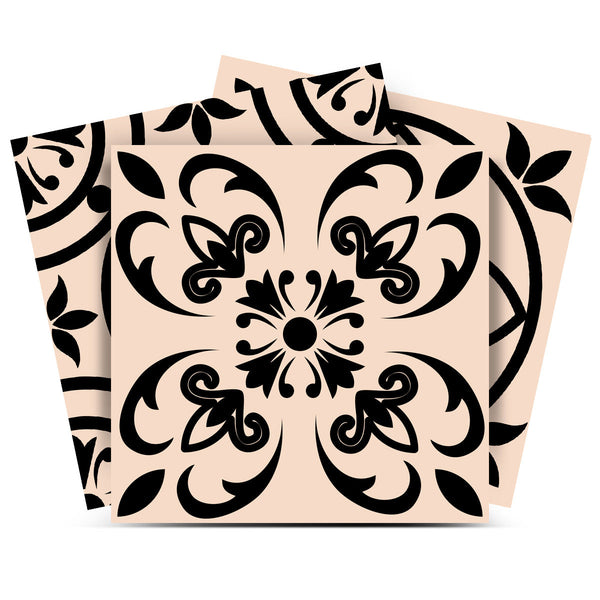 Homeroots 12" Cream And Black Mosaic Peel And Stick Tiles - Removable Décor For Endless Home Makeovers! 12" X 12" Vinyl 556433