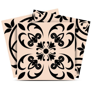 Homeroots 12" Cream And Black Mosaic Peel And Stick Tiles - Removable Décor For Endless Home Makeovers! 12" X 12" Vinyl 556433