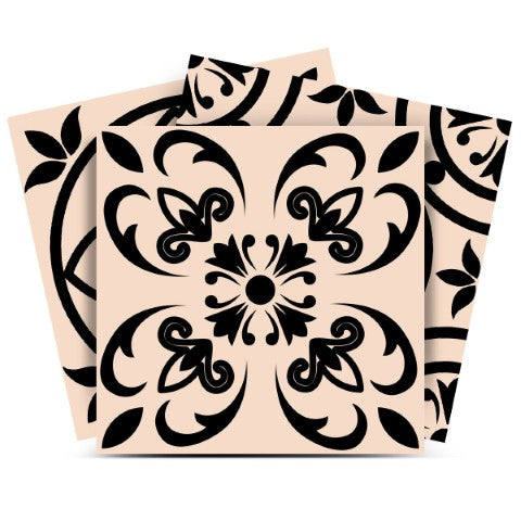 Homeroots 12" Cream And Black Mosaic Peel And Stick Tiles - Removable Décor For Endless Home Makeovers! 12" X 12" Vinyl 556433