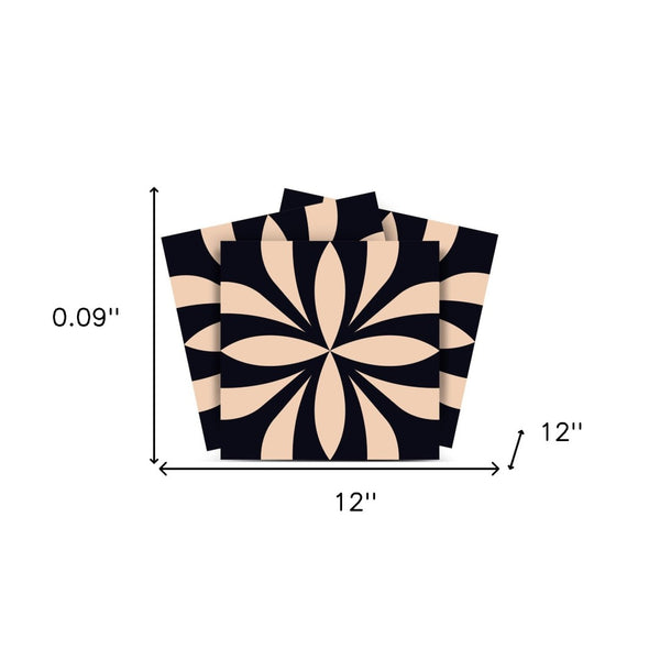 Homeroots 12" Intertwined Black And Cream Peel And Stick Tiles – Effortless Home Makeover For Any Space! 12" X 12" Vinyl 556435