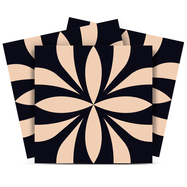 Homeroots 12" Intertwined Black And Cream Peel And Stick Tiles – Effortless Home Makeover For Any Space! 12" X 12" Vinyl 556435