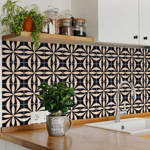 Homeroots 12" Intertwined Black And Cream Peel And Stick Tiles – Effortless Home Makeover For Any Space! 12" X 12" Vinyl 556435