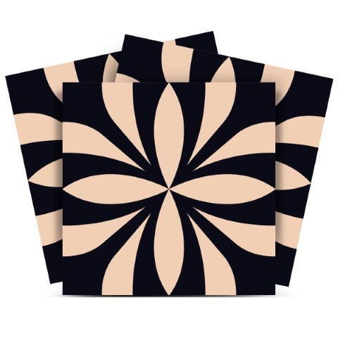 Homeroots 12" Intertwined Black And Cream Peel And Stick Tiles – Effortless Home Makeover For Any Space! 12" X 12" Vinyl 556435