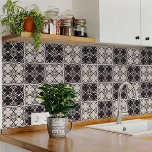 Homeroots 12" Clover Peel And Stick Removable Tiles - Stylish Gray And Black Design For Easy Home Makeovers 12" X 12" Vinyl 556439