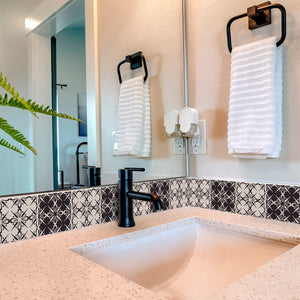 Homeroots 12" Clover Peel And Stick Removable Tiles - Stylish Gray And Black Design For Easy Home Makeovers 12" X 12" Vinyl 556439