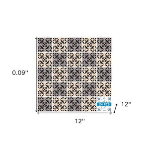 Homeroots 12" X 12" Light Grey And Cream Orchid Peel & Stick Tiles - Stylish, Removable Décor For Any Space! 12" X 12" Vinyl 556440