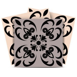 Homeroots 12" X 12" Light Grey And Cream Orchid Peel & Stick Tiles - Stylish, Removable Décor For Any Space! 12" X 12" Vinyl 556440