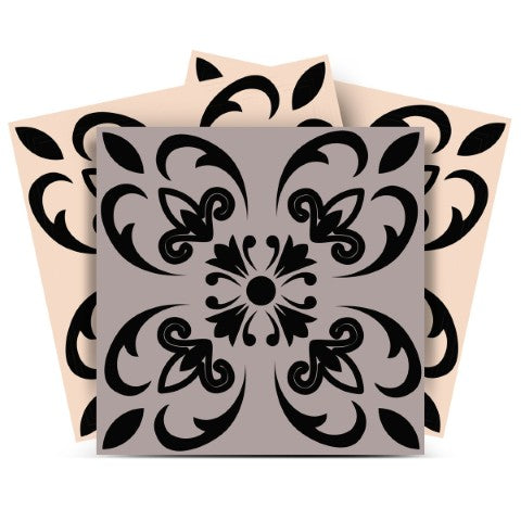 Homeroots 12" X 12" Light Grey And Cream Orchid Peel & Stick Tiles - Stylish, Removable Décor For Any Space! 12" X 12" Vinyl 556440