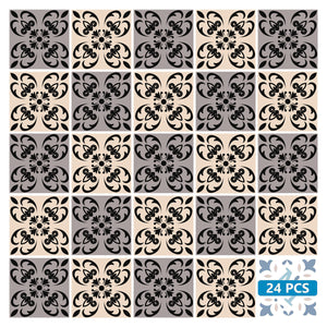 Homeroots 12" X 12" Light Grey And Cream Orchid Peel & Stick Tiles - Stylish, Removable Décor For Any Space! 12" X 12" Vinyl 556440