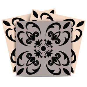 Homeroots 12" X 12" Light Grey And Cream Orchid Peel & Stick Tiles - Stylish, Removable Décor For Any Space! 12" X 12" Vinyl 556440