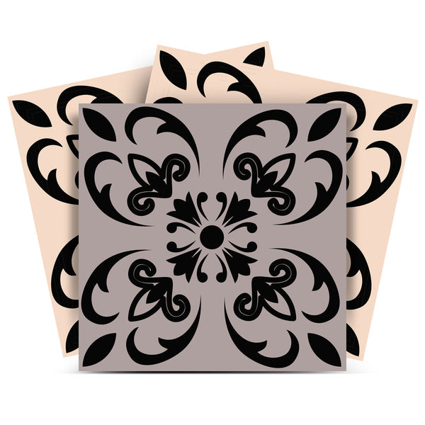 Homeroots 12" X 12" Light Grey And Cream Orchid Peel & Stick Tiles - Stylish, Removable Décor For Any Space! 12" X 12" Vinyl 556440