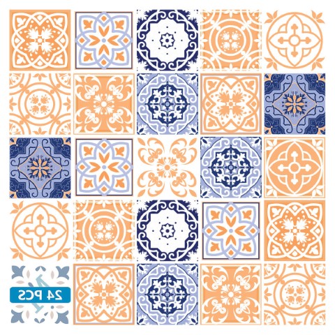 Homeroots 12" Peel And Stick Removable Tiles - Colorful Yellow, White & Blue Designs For Effortless Room Makeover 12" X 12" Vinyl 556443