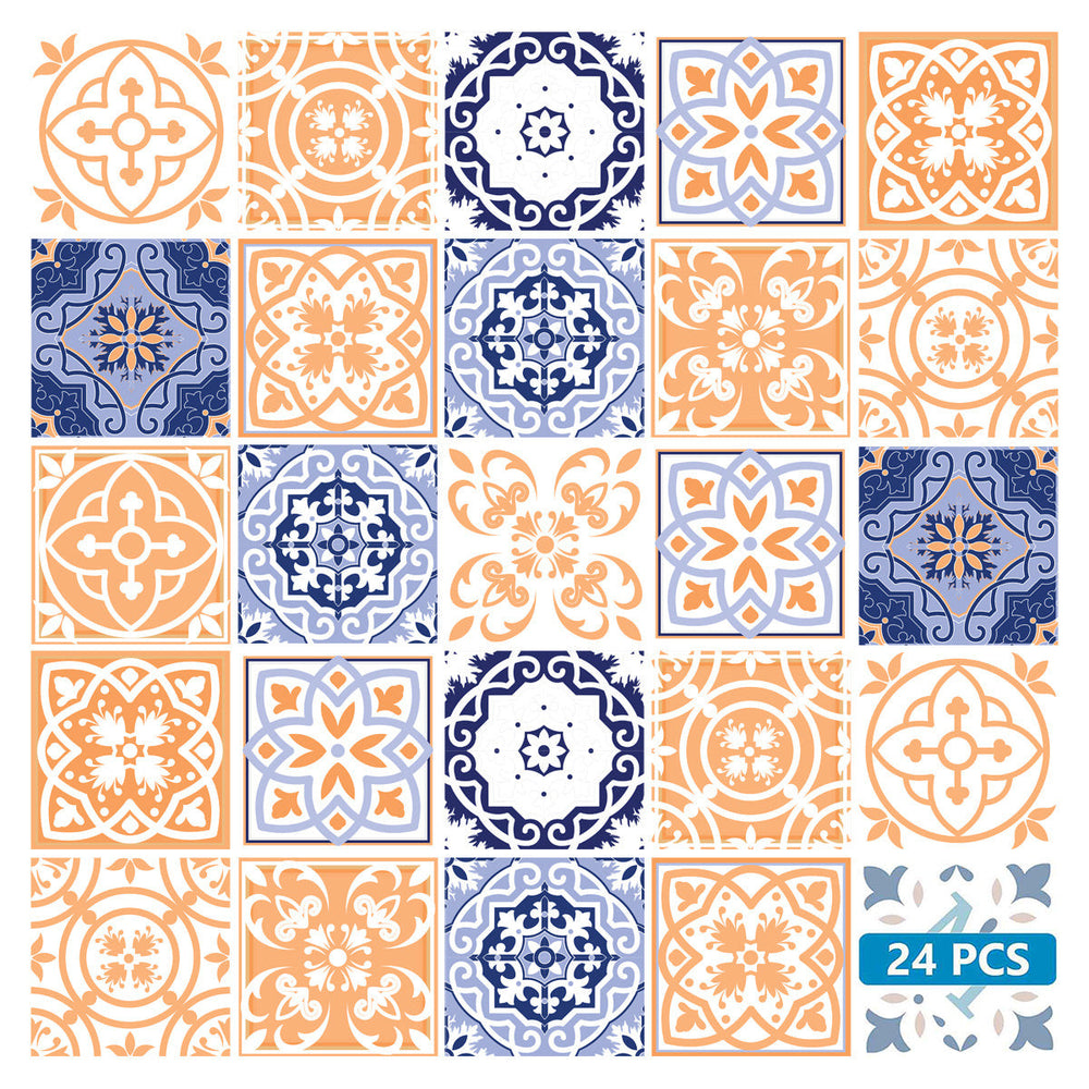 Homeroots 12" Peel And Stick Removable Tiles - Colorful Yellow, White & Blue Designs For Effortless Room Makeover 12" X 12" Vinyl 556443