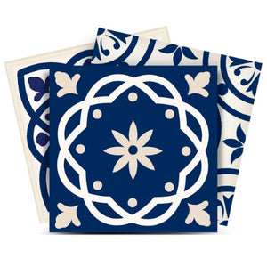 Homeroots 12" Peel And Stick Midnight Blue And White Tiles - Stylish, Removable Stickers For Easy Home Makeover 12" X 12" Vinyl 556444
