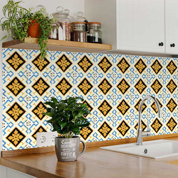 Homeroots 12" Gold Snowflake Peel And Stick Removable Tiles - Transform Your Space With Stylish Design! 12" X 12" Vinyl 556445