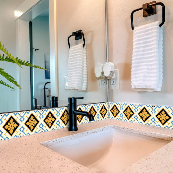 Homeroots 12" Gold Snowflake Peel And Stick Removable Tiles - Transform Your Space With Stylish Design! 12" X 12" Vinyl 556445