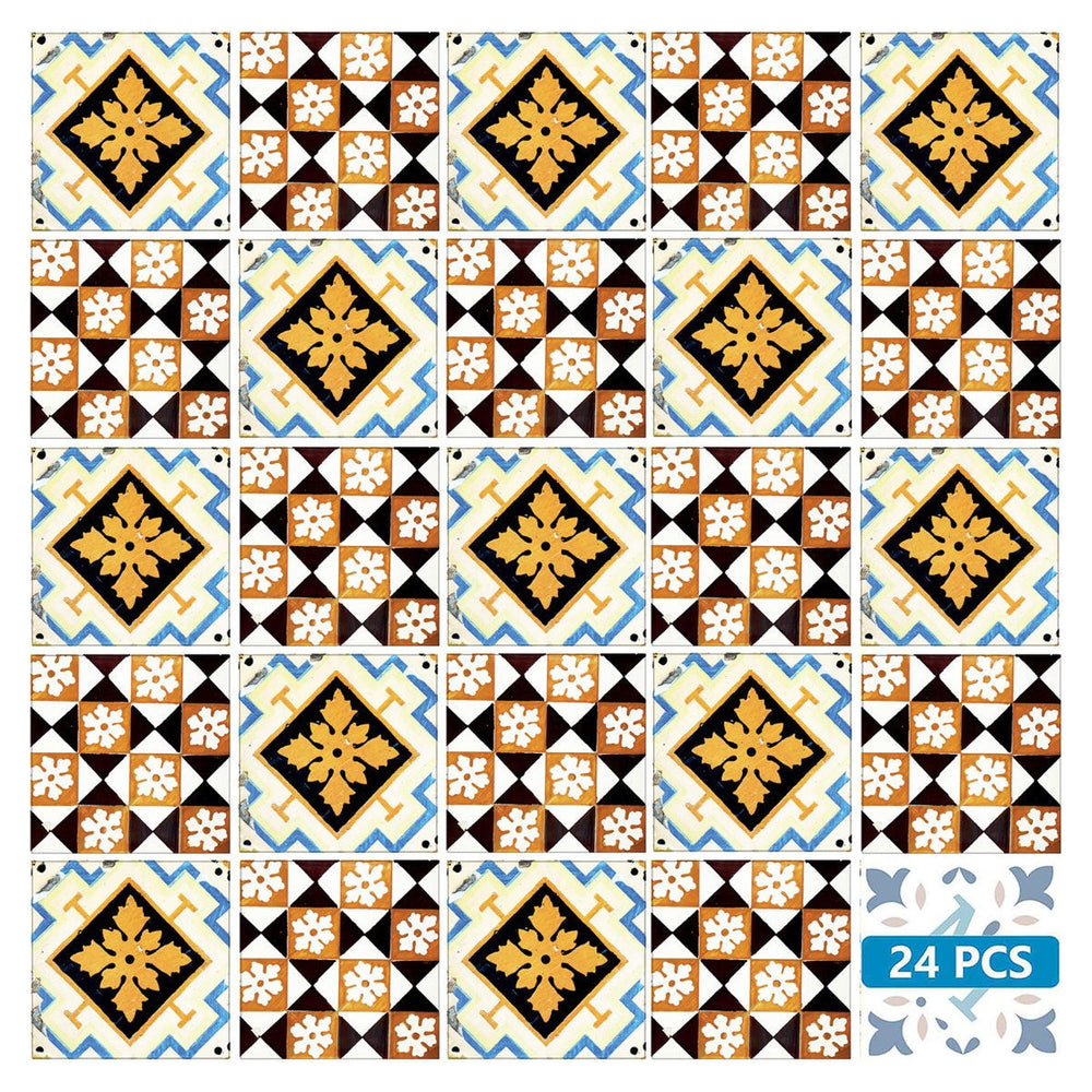 Homeroots 12" Snowflake And Diamond Peel And Stick Tiles - Colorful, Removable Décor For Any Room Makeover! 12" X 12" Vinyl 556446