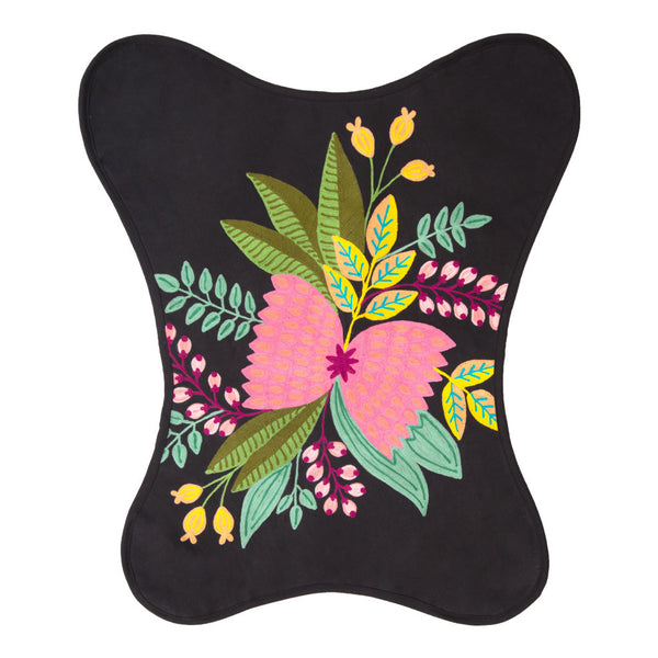 Homeroots 26" Black With Tropical Flowers Butterfly Chair   556450