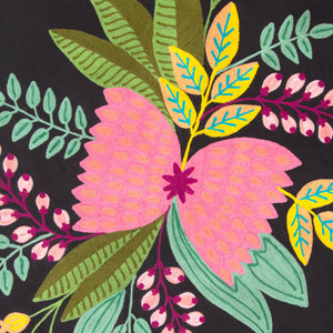 Homeroots 26" Black With Tropical Flowers Butterfly Chair   556450