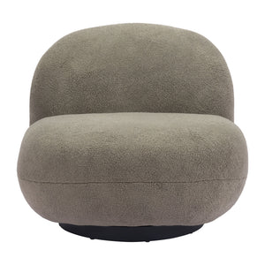 Homeroots 30" Khaki Green And Black Sherpa Slipper Chair   556452