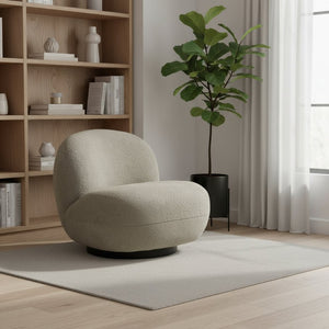 HomeRoots 30" Modern Faux Shearling Slipper Chair - Chic Khaki & Black Accent for Cozy Living Spaces & Offices 556452