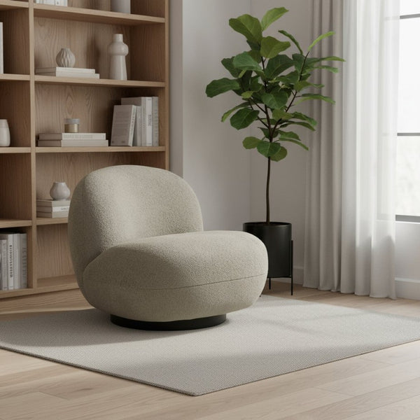 HomeRoots 30" Modern Faux Shearling Slipper Chair - Chic Khaki & Black Accent for Cozy Living Spaces & Offices 556452
