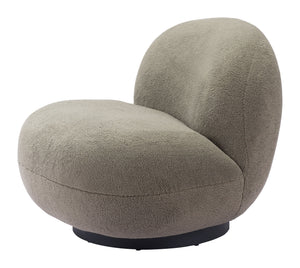 Homeroots 30" Khaki Green And Black Sherpa Slipper Chair   556452