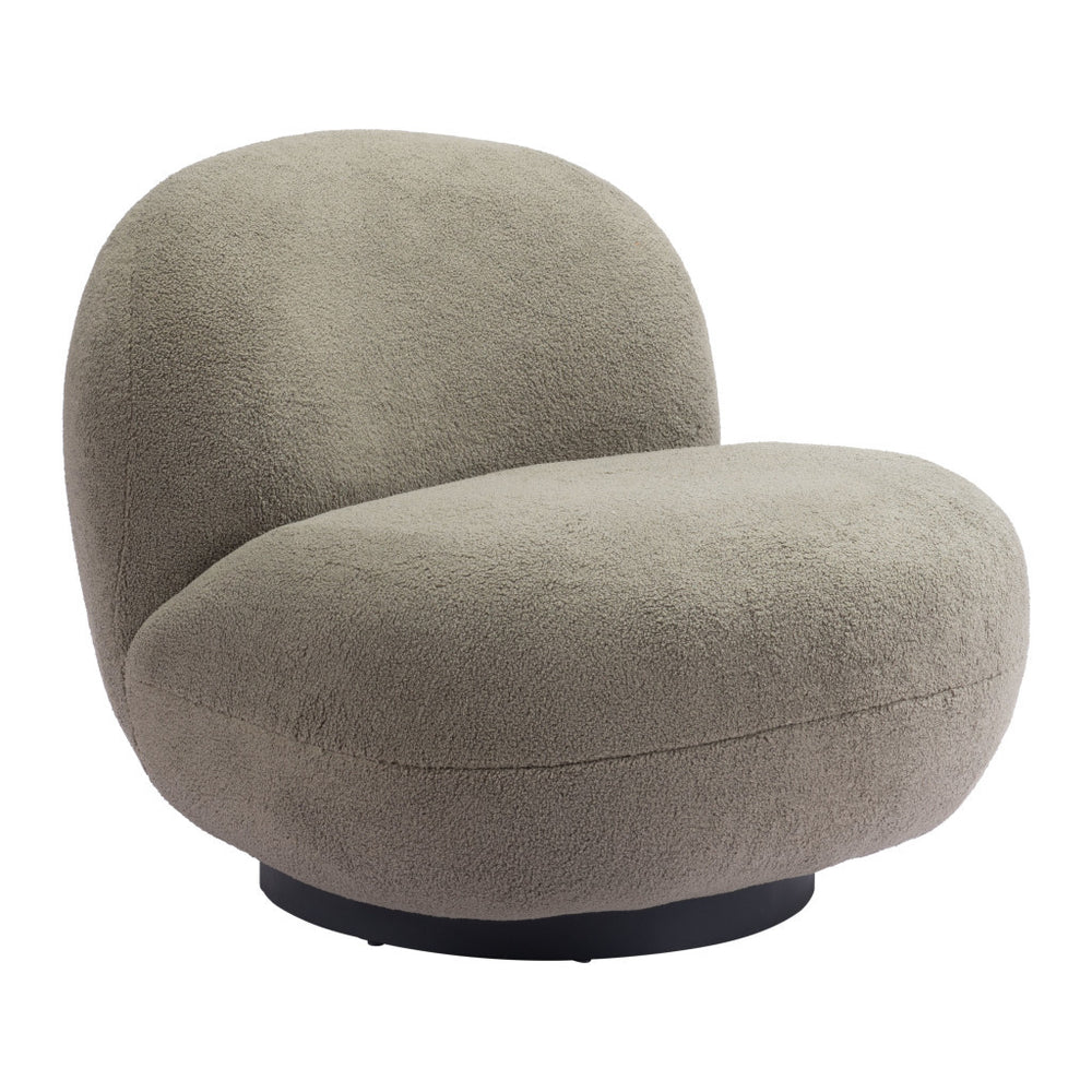 Homeroots 30" Khaki Green And Black Sherpa Slipper Chair   556452
