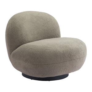 Homeroots 30" Khaki Green And Black Sherpa Slipper Chair   556452