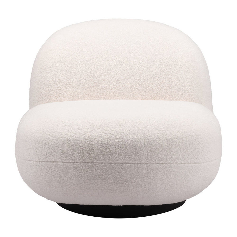 Homeroots 30" Cream And Black Sherpa Slipper Chair   556453