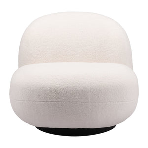 Homeroots 30" Cream And Black Sherpa Slipper Chair   556453