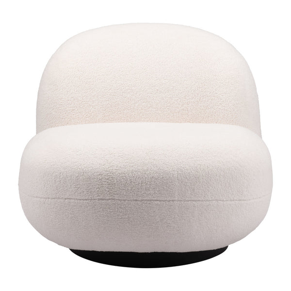 Homeroots 30" Cream And Black Sherpa Slipper Chair   556453