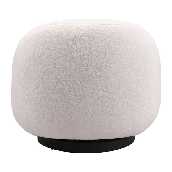 Homeroots 30" Cream And Black Sherpa Slipper Chair   556453