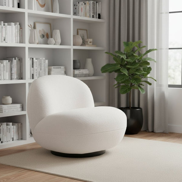 HomeRoots 30" Cream Faux Shearling Slipper Chair - Modern Armless Accent for Cozy Living Rooms & Offices 556453