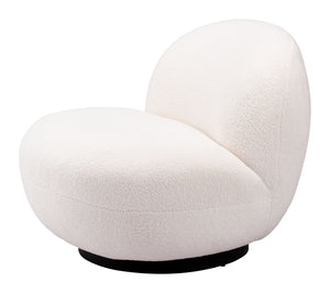 Homeroots 30" Cream And Black Sherpa Slipper Chair   556453