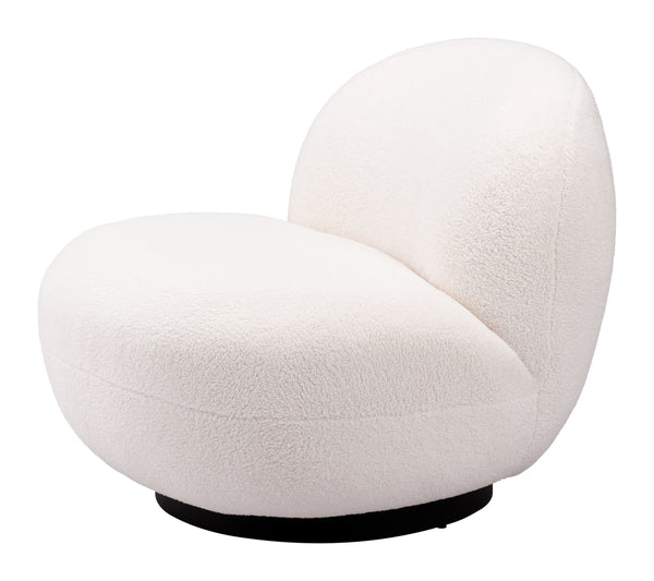 Homeroots 30" Cream And Black Sherpa Slipper Chair   556453