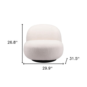 Homeroots 30" Cream And Black Sherpa Slipper Chair   556453