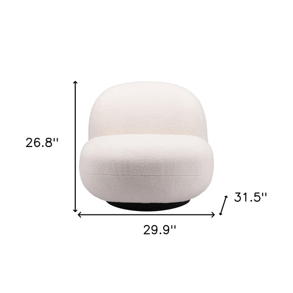 Homeroots 30" Cream And Black Sherpa Slipper Chair   556453