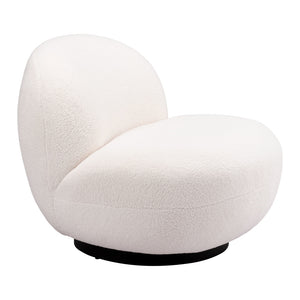 Homeroots 30" Cream And Black Sherpa Slipper Chair   556453