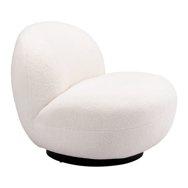 Homeroots 30" Cream And Black Sherpa Slipper Chair   556453